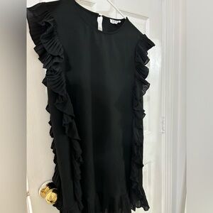 TCEC black mini dress with ruffles